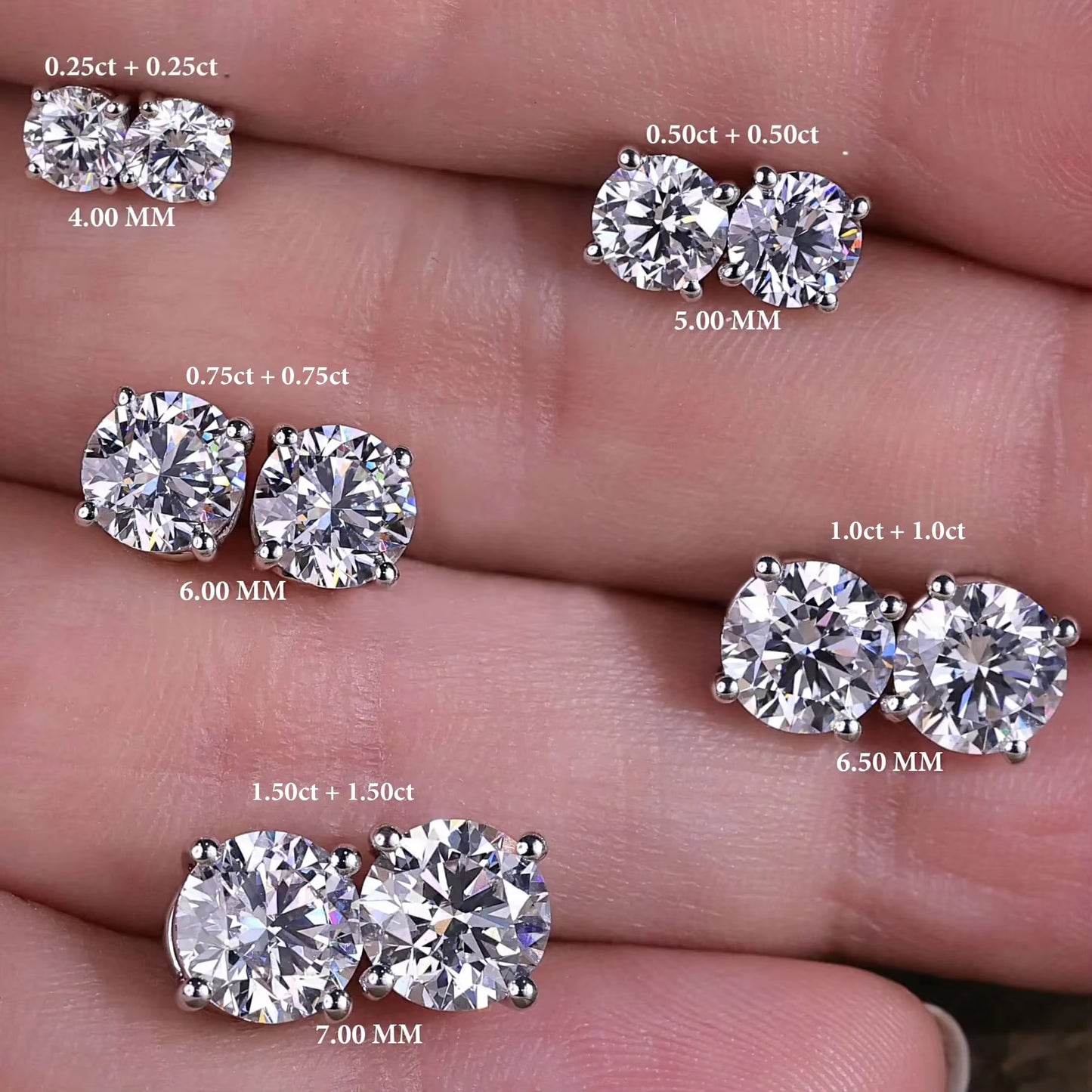 D Color-VVS Moissanite Stud Earrings